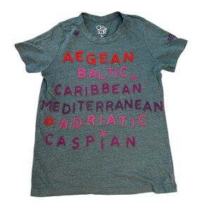 Anthropologie Chaser Seas Embroidered Linen Blend Tee T-Shirt 🤍